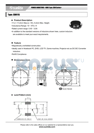 CDH115NP-271K datasheet - POWER INDUCTORS