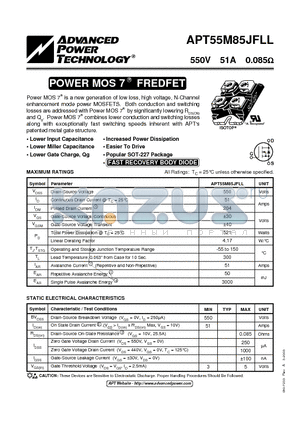 APT55M85JFLL datasheet - POWER MOS 7 FREDFET