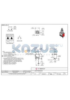 800SP9B5M2QE datasheet - E-SWITCH 800SP9B5M2QE