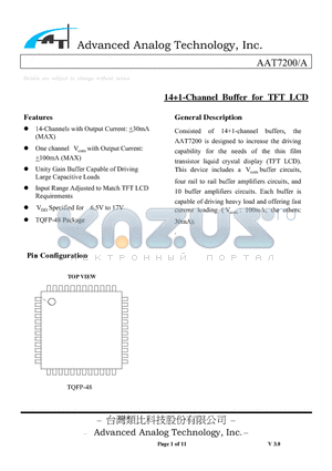 AAT7200_3 datasheet - 141-Channel Buffer for TFT LCD