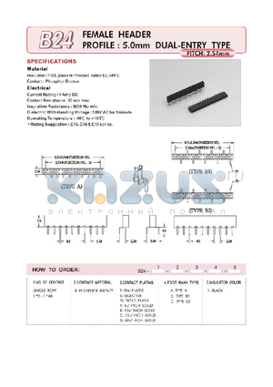 B2412BTA1 datasheet - FEMALE HEADER PROFILE : 5.0mm DUAL-ENTRY TYPE