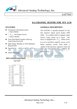 AAT7205-S11-T datasheet - 81-CHANNEL BUFFER FOR TFT LCD