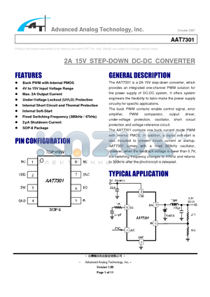 AAT7301 datasheet - 2A 15V STEP-DOWN DC-DC CONVERTER