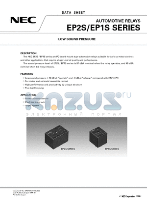 EP1S-3G1T datasheet - AUTOMOTIVE RELAYS LOW SOUND PRESSURE