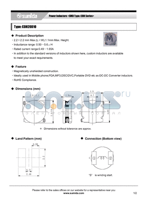 CDH20D10NP-1R5M datasheet - Power Inductors