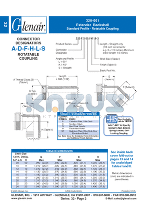 320AK001M24 datasheet - Extender Backshell