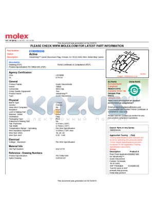 AAZ-4170 datasheet - VibraKrimp Quick Disconnect Flag, Female, for 18-22 AWG Wire, Metal Strip Carrier