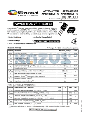 APT6045SVFR datasheet - POWER MOS V^ FREDFET