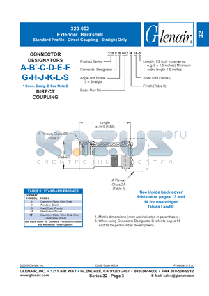 320DS002G16 datasheet - Extender Backshell