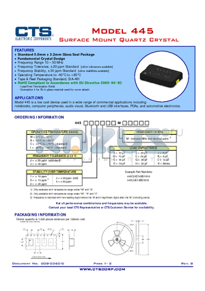 445A23GMXXXXX datasheet - Surface Mount Quartz Crystal