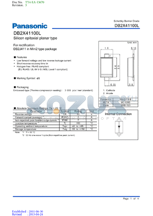 DB2X41100L datasheet - For rectification DB2J411 in Mini2 type package