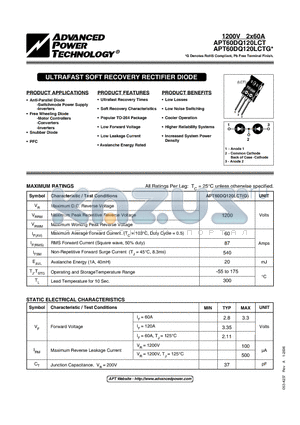 APT60DQ120LCT datasheet - ULTRAFAST SOFT RECOVERY RECTIFIER DIODE