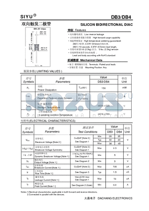 DB3 datasheet - SILICON BIDIRECTIONAL DIAC