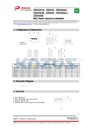 CDH32-220K datasheet - SMD Power Inductors Unshielded