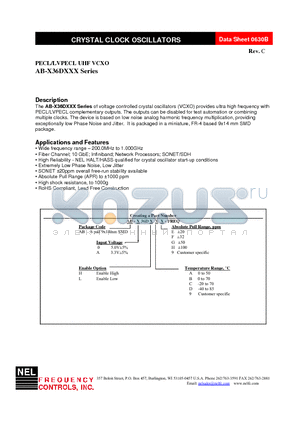 AB-036DH99-FREQ datasheet - PECL/LVPECL UHF VCXO