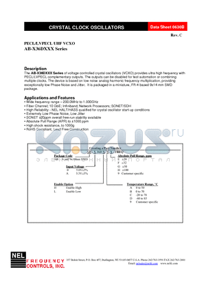 AB-036DHCH-FREQ datasheet - PECL/LVPECL UHF VCXO
