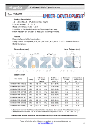 CDH36D07NP-4R7MC datasheet - POWER INDUCTORS