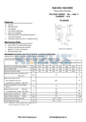 16A20C datasheet - Plastic Silicon Rectifiers
