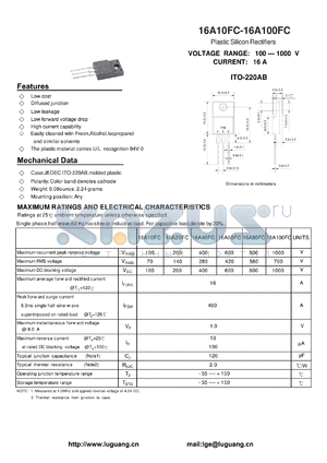 16A20FC datasheet - Plastic Silicon Rectifiers