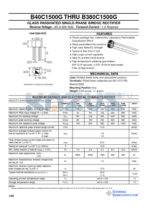 B250C1500G datasheet - GLASS PASSIVATED SINGLE-PHASE BRIDGE RECTIFIER