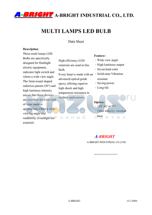 AB-125TRA-12V-MR16 datasheet - MULTI LAMPS LED BULB