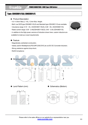 CDH38D11SLDNP-220M datasheet - POWER INDUCTORS