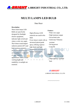 AB-12AW3D-12V0-B20-0 datasheet - MULTI LAMPS LED BULB