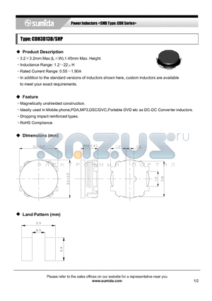 CDH3D13DSHPNP-1R2M datasheet - Power Inductors