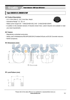 CDH3D13SHPNP-120M datasheet - Power Inductors