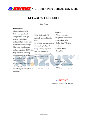 AB-143G0-12V0-G40-B_09 datasheet - 14 Lamps LED Bulb