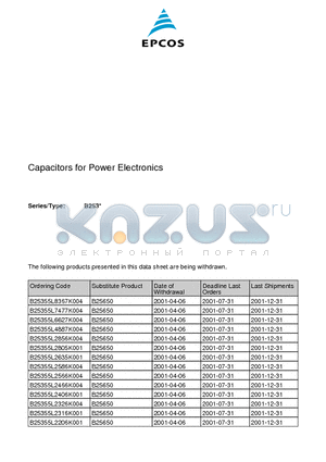 B25355C4727K005 datasheet - MP DC Capacitors Smoothing, Supporting, Discharge
