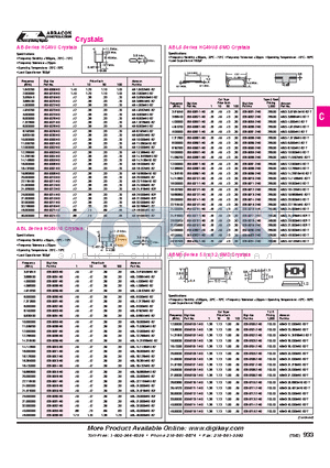 AB-19.6608MHZ-B2 datasheet - AB Series HC49U Crystals, ABLS Series HC49US SMD Crystals, ABL Series HC49US Crystals, ABM3 Series 5.0 x 3.2 SMD Crystals