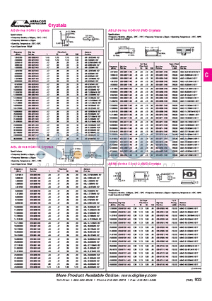 AB-20.000MHZ-B2 datasheet - AB Series HC49U Crystals, ABLS Series HC49US SMD Crystals, ABL Series HC49US Crystals, ABM3 Series 5.0 x 3.2 SMD Crystals