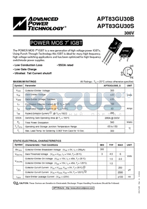 APT83GU30B datasheet - POWER MOS 7 IGBT