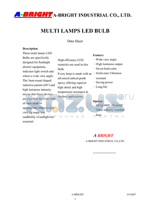 AB-33B5-12V-E datasheet - MULTI LAMPS LED BULB