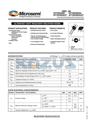 APT8DQ60KG datasheet - ULTRAFAST SOFT RECOVERY RECTIFIER DIODE