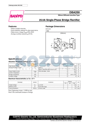 DBA250 datasheet - 25.0A Single-Phase Bridge Rectifier