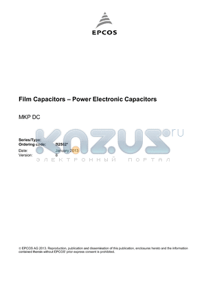 B25620B0227K881 datasheet - Film Capacitors  Power Electronic Capacitors