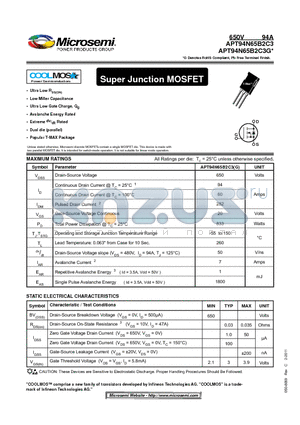 APT94N65B2C3_11 datasheet - Super Junction MOSFET