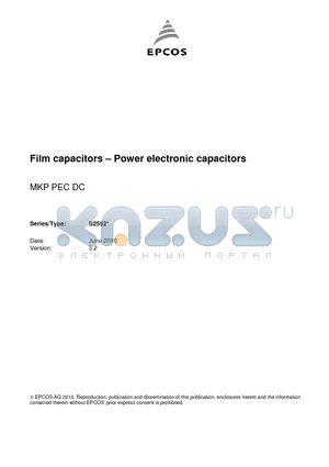 B25620B0977K882 datasheet - Film capacitors- Power electronic capacitors