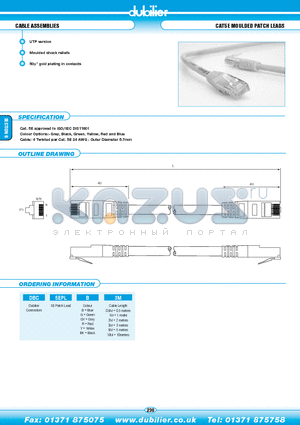 DBC5EPLB2M datasheet - CAT5E MOULDED PATCH LEADS