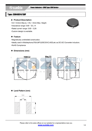 CDH48D14 datasheet - Power Inductors