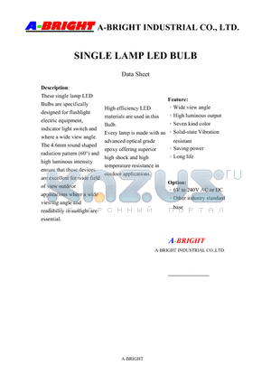 AB-46B5-12VD-MF datasheet - SINGLE LAMP LED BULB