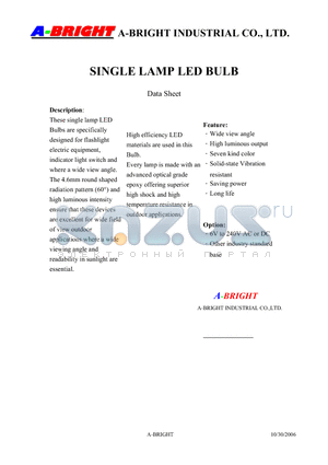 AB-46B5-12VD-T5 datasheet - SINGLE LAMP LED BULB