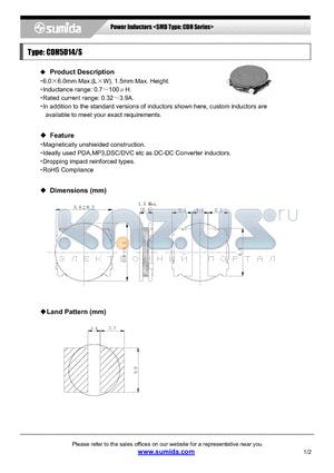 CDH5D14SNP-1R6M datasheet - Power Inductors