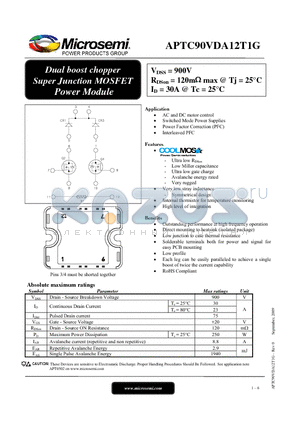 APTC90VDA12T1G datasheet - Dual boost chopper Super Junction MOSFET Power Module