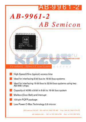 AB-9961-2 datasheet - high-speed Dual Ported RAM may be used to connect