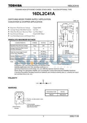 16DL2C41A_06 datasheet - SWITCHING MODE POWER SUPPLY APPLICATION