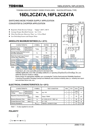 16DL2CZ47A datasheet - SWITCHING MODE POWER SUPPLY APPLICATION