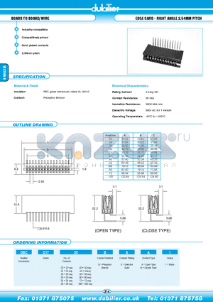 DBCD1760BSA1 datasheet - BOARD TO BOARD/WIRE EDGE CARD - RIGHT ANGLE 2.54MM PITCH